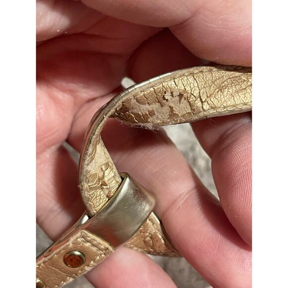 Stuart Weitzman Womens 6 EU36 Clear Aria Gold Bow Jelly Sandals Studded Strappy - Picture 7 of 12